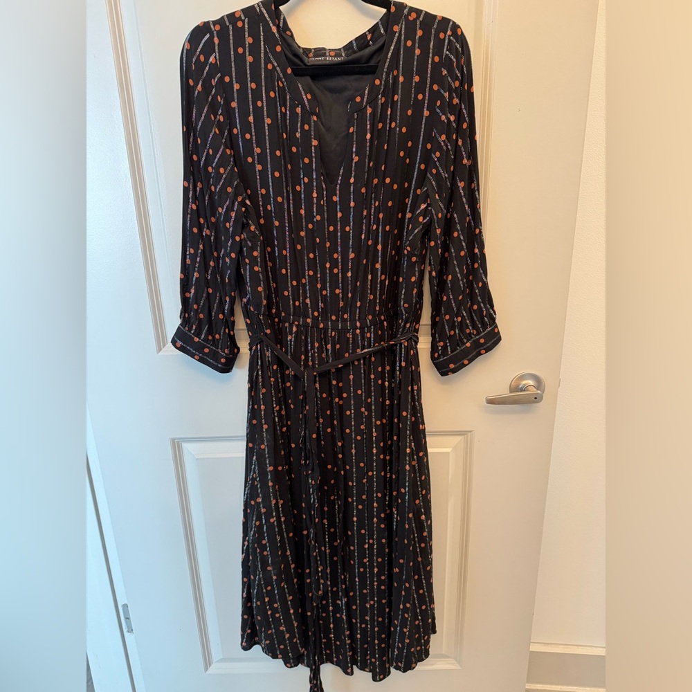 Black dress with red polka dots